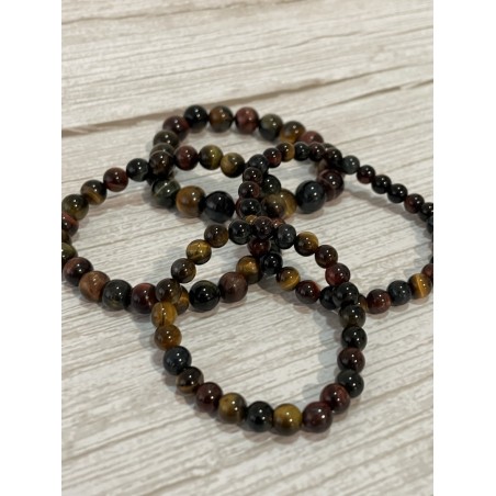 Bracelets trois couleurs : œil de tigre + œil de taureau + œil de faucon Bracelets trois couleurs : œil de tigre + œil de taureau + œil de faucon
