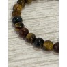 Bracelets trois couleurs : œil de tigre + œil de taureau + œil de faucon, perles 6 mm, taille enfant.
