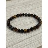 Bracelets trois couleurs : œil de tigre + œil de taureau + œil de faucon, perles 6 mm.