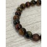 Bracelets trois couleurs : œil de tigre + œil de taureau + œil de faucon, perles 8 mm.