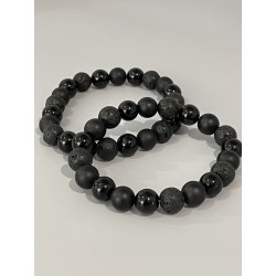 Bracelet onyx et lave