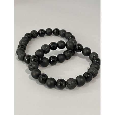 Bracelet onyx et lave