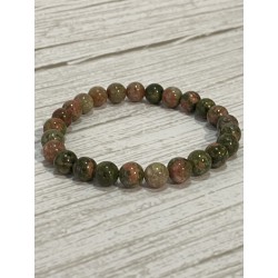 Bracelet en unakite, perles 8 mm.