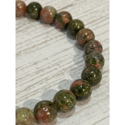 Bracelet en unakite, perles 8 mm.