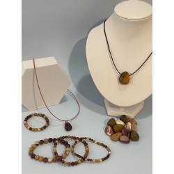 Mokaïte en pierre percée, pendentif, pierre polie ou bracelet