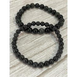 Bracelet en jade noir, perles 6 et 8 mm