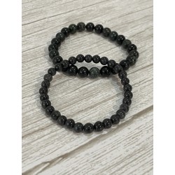 Bracelet en jade noir, perles 6 et 8 mm