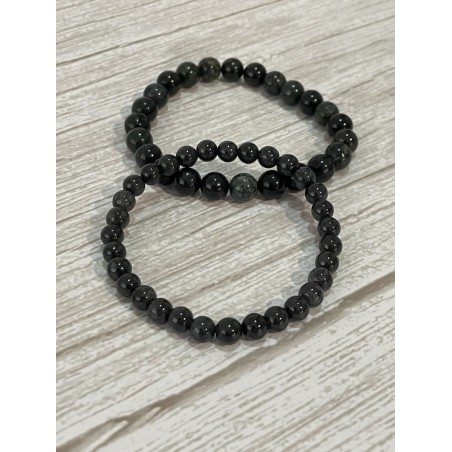 Bracelet en jade noir, perles 6 et 8 mm Bracelet en jade noir, perles 6 et 8 mm