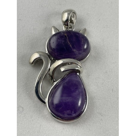 Pendentif chat et améthyste