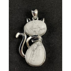 Pendentif chat et howlite