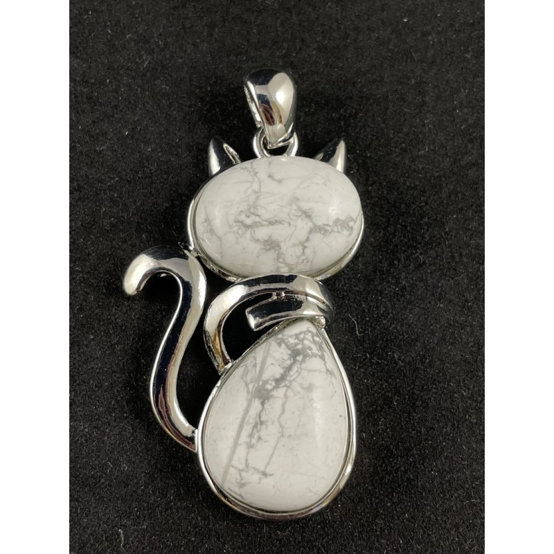 Pendentif chat et howlite