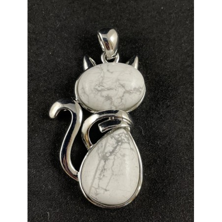 Pendentif chat et howlite