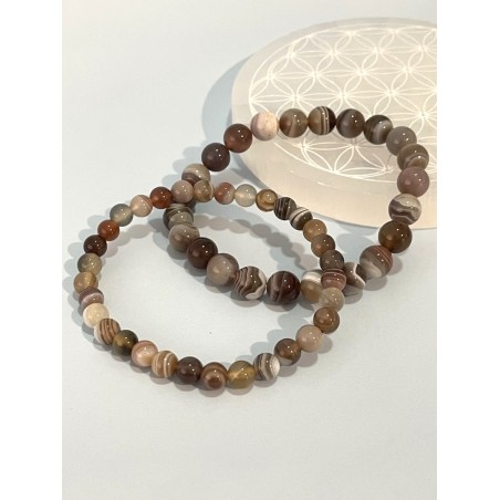 Bracelets en agate Botswana rubanée 6 mm et 8 mm