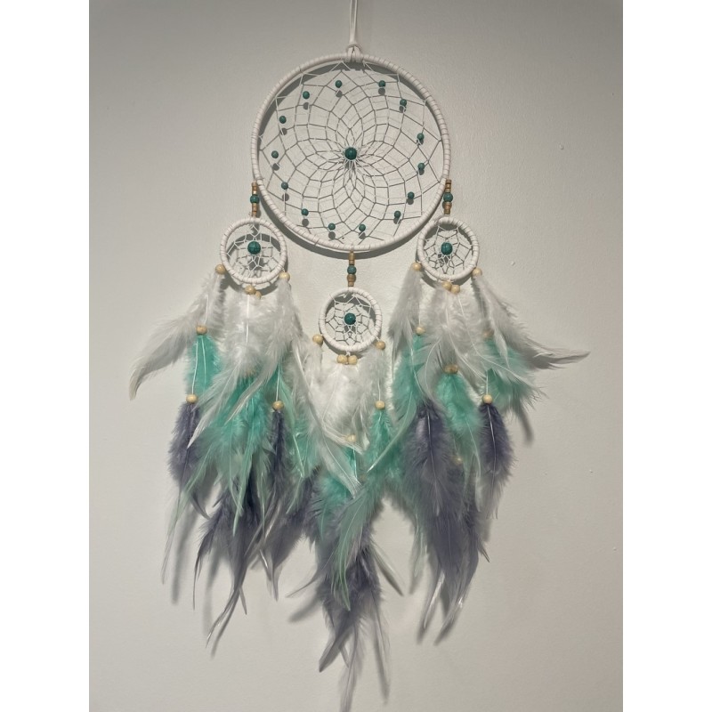 Attrape rêves dégradé blanc, vert et mauve