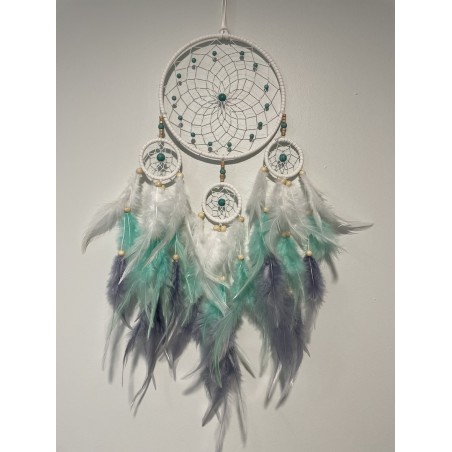 Attrape rêves dégradé blanc, vert et mauve