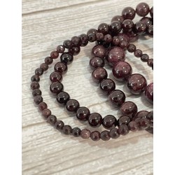 Bracelets en grenat almandin, perles 4 mm facettées, 6 mm, 8 mm et 10 mm.