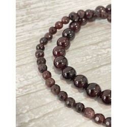 Bracelets en grenat almandin, perles 4 mm facettées et 6 mm.