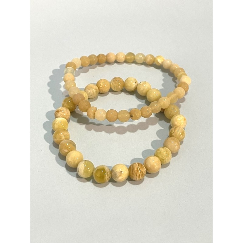 Bracelet en opale jaune, 6 mm facetté et 8 mm