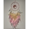 Attrape-rêves tons pastels, roses, saumon et blanc, avec arbre de vie en quartz fraise ref 0015