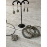 Collection de bijoux en labradorite naturelle : boucles d'oreilles, bracelets et pendentif Métatron en pierre naturelle.