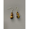 Boucles pendantes œil de tigre montées sur crochets en argent 925.