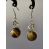 Boucles d'oreilles en œil de tigre naturel et argent 925
