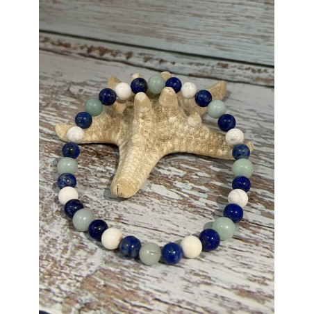 Bracelet Brise Océane en lapis-lazuli, amazonite et magnésite