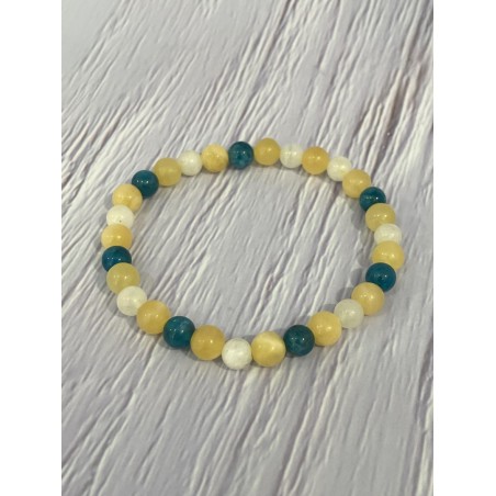 Bracelet en pierres naturelles aux couleurs de l’aube et de l’océan.