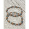 Bracelet La Navigatrice des Tempêtes en aigue-marine, calcite pêche et labradorite – existe en longueur 19 cm et 21 cm.