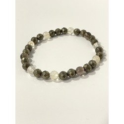 Bracelet Le Trésor des Mers en citrine, pyrite facettée et quartz fumé – pierres naturelles 6 mm.
