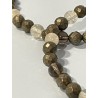 Détail des perles en citrine, pyrite facettée et quartz fumé du bracelet Le Trésor des Mers.