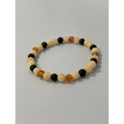 L’Orage Endormi – Bracelet en calcite orange, obsidienne noire et cornaline, pierres naturelles 6 mm.