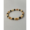 L’Orage Endormi – Bracelet en calcite orange, obsidienne noire et cornaline, pierres naturelles 6 mm.