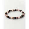 Bracelet La Lune Rose en rhodonite, quartz rose et obsidienne noire – pierres naturelles 6 mm.