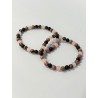 La Lune Rose – Bracelet en rhodonite, quartz rose et obsidienne noire. Existe en longueur 19 cm et 21 cm.
