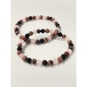 La Lune Rose – Bracelet en rhodonite, quartz rose et obsidienne noire, pierres naturelles 6 mm.