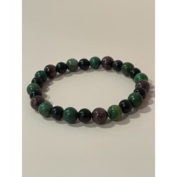 Bracelet L’Héritier du Soleil en prase, œil céleste et grenat – pierres naturelles 8 mm