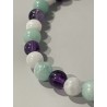 Détail des perles en améthyste, pierre de lune et amazonite du bracelet Le Murmure des Papillons.