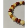 Détail des perles en jaspe rouge, calcite orange et cornaline du bracelet La Flamme Indomptable.