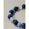 Détail des perles en lapis-lazuli, hémimorphite et agate blanche du bracelet La Lame de l’Eau.