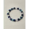 La Lame de l’Eau – Bracelet en lapis-lazuli, hémimorphite et agate blanche, avec intercalaires en acier inoxydable.