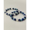 La Lame de l’Eau – Bracelet en lapis-lazuli, hémimorphite et agate blanche - Existe en 19 cm ou 21 cm de longueur.