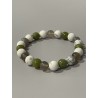 La Lame du Vent – Bracelet en howlite, agate grise et jade néphrite, pierres naturelles 8 mm.