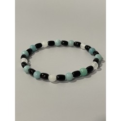 Sillage de Brume – Bracelet en tourmaline noire, amazonite et jade blanc, pierres naturelles 6 mm.