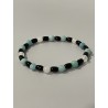 Sillage de Brume – Bracelet en tourmaline noire, amazonite et jade blanc, pierres naturelles 6 mm.