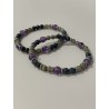 Bracelet Le Dernier du Clan en dumortiérite, labradorite et améthyste – Existe en 19 cm et 21 cm de longueur.