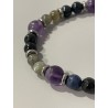 Détail des perles en dumortiérite, labradorite et améthyste du bracelet Le Dernier du Clan.