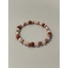 La Fleur Guérisseuse – Bracelet en jaspe rouge, quartz rose et rhodonite facettée, pierres naturelles 6 mm.
