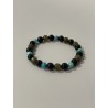 L’Œil du Copieur – Bracelet en hémimorphite, tourmaline noire et labradorite kaki, aux nuances de turquoise, noir et kaki.