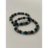 Bracelet L’Œil du Copieur en hémimorphite, tourmaline noire et labradorite – existe en 19 cm et 21 cm de longueur.